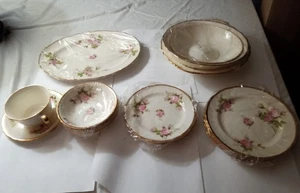 SET OF 18 Plates bowl etc CANONSBURG Modern Priscilla 22 Kt. GOLD Warranted Rose - Picture 1 of 16