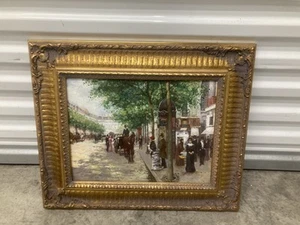 Jules René Hervé "Bouquinistes along the Seine". Reproduction framed print - Picture 1 of 4