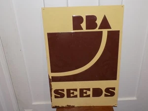 Vintage 1970’s RBA Seeds Metal Embossed Sign - Picture 1 of 3