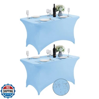 Paquete de 2 cubiertas de mesa de spandex impermeables SuperO para universo de mesa de 4 pies Foto 1 de 4