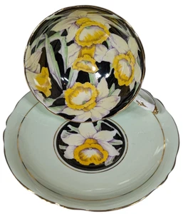 Paragon Double Warrant Narzissen G7660 mintgrün Teetasse & Untertasse 40er Jahre - Bild 1 von 12