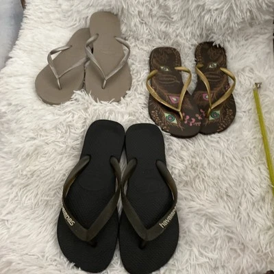HAVIANNAS* LOT of 3 Flip Flop Sandals Sz 7/8* Uk 39/40.  Mixed Lot - Image 1 of 4