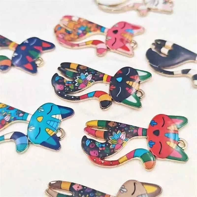 Цветные подвески для кошек из сплава эмали с пряжкой омара для Diy Jewe 8 шт. - Изображение 1 из 4