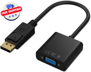 Adaptateur Displayport (DP) vers VGA, convertisseur mâle vers femelle noir - Photo 1/6