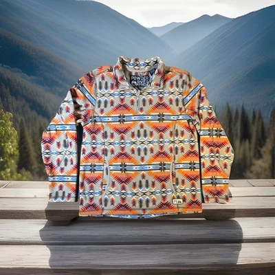 Powder River Outfitters Panhandle Fleece Sz XL Aztec Quart Zip Pullover Western - Image 1 of 4