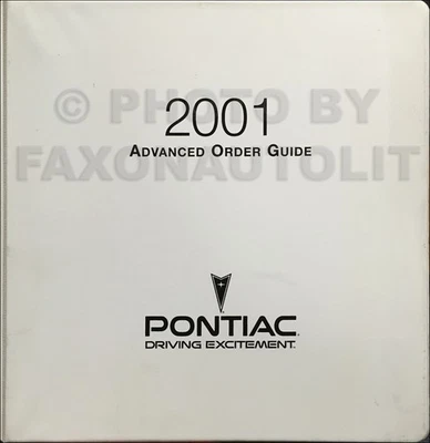 2001 Pontiac Advance Order Guide Dealer Album - Dados Fatos Opções Cores Especificações - Imagem 1 de 2