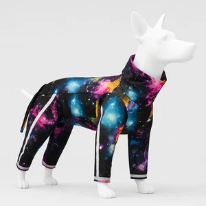 Handmade Designer Galaxy Dog Jumpsuit – Waterproof & Fleece-Lined, L - Picture 1 of 20