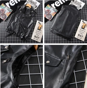 New Mens Faux Leather PU Biker Vest Zippers Slim Fit Sleeveless Jacket Waistcoat - Picture 1 of 17