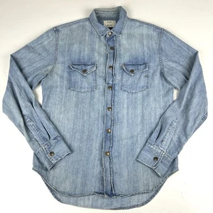 BILLY REID Herren Jeanshemd gebleichtes Messing Druckknopf Langarm Small Hergestellt in den USA - Bild 1 von 7