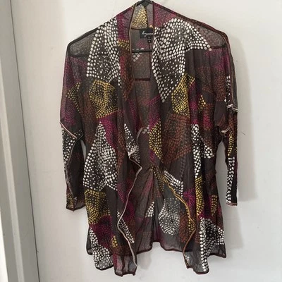 Lynn Ritchie Striped Lined Sleeveless Top With Sheer Jacket 100% Silk SZ M Y2K - Image 1 of 4