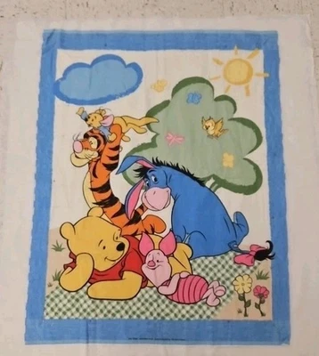 WINNIE THE POOH & FRIENDS Baby Crib Blanket Panel Quilt Batting Backing Fabric - Image 1 of 4