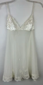 Victorias Secret Slip Dress L Bridal 90s Lace Teddy Negligee 90s Babydoll Sheer - Foto 1 di 12