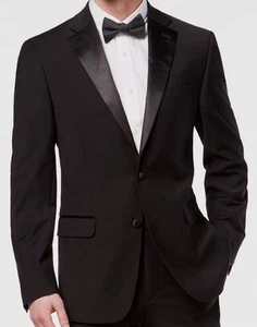 New MSRP 450 Calvin Klein 38 S Short Men Black X Slim Fit Wool Tuxedo Suit - Picture 1 of 2