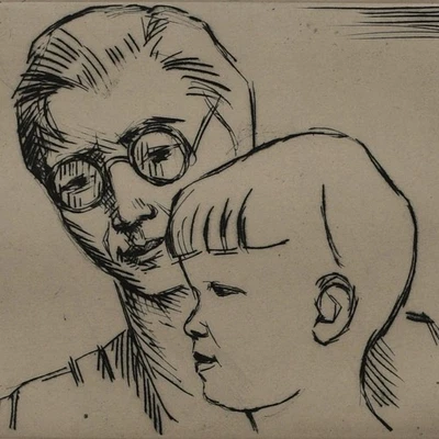 Heinrich Ilgenfritz Sohn Stahlstich Grafik Original signiert Nachlasstempel 1947 - Bild 1 von 4