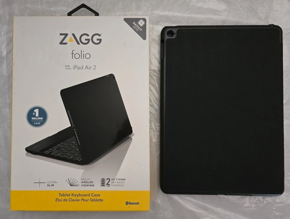 Funda con teclado inalámbrico Zagg Folio para tablet Apple iPad Air 2 negra ultra delgada Foto 1 de 4