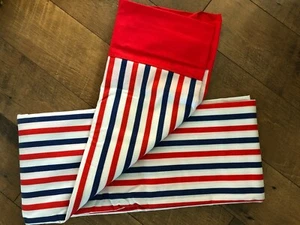 Vintage 70er rot weiß blau Stoff Streifen flaches Bettlaken komplett neu ohne Etikett patriotisch USA - Bild 1 von 3