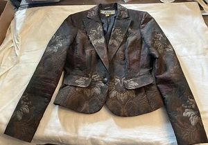 Allen B Schwartz Brown Paisley Print Blazer Jacket Size 4 floral - Picture 1 of 8