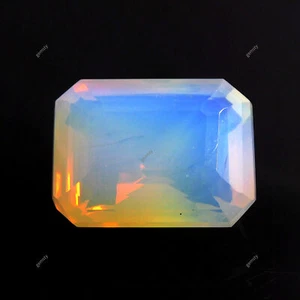 Unique Emerald Cut 77.55 Ct Opal Lab Created Multi-Color  Gemstone CERTIFIED - Picture 1 of 13