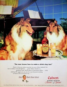 1947 Calvert Blended Whiskies Vintage 40s Print Ad Dog Collie Piano Sheet Music - Picture 1 of 1