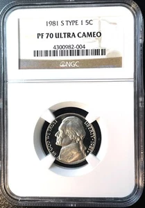 1981 S 5c Type 1 Proof Jefferson Nickel NGC PF 70 UC Ultra Cameo - Picture 1 of 8