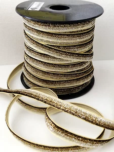 Borte Dekoband 1 cm breit, 3 m lang, "Schwarz-Gold-Silber-Glitzer" - Bild 1 von 2