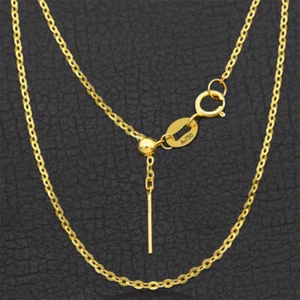 Au750 18K Yellow Gold Chain Women Lucky 1mm O Link Necklace 0.9-1.1g - Picture 1 of 4