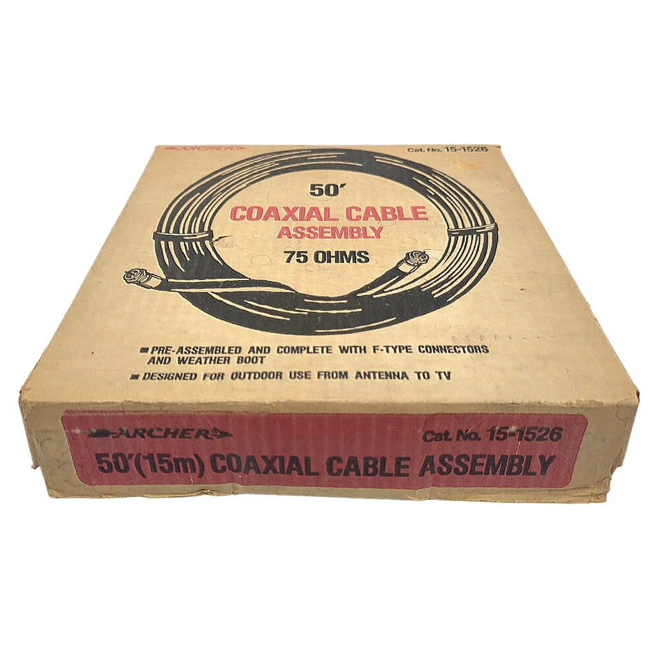 RadioShack Archer 15-1526 Pre-Assembled 50’ 75 Ohm Coaxial Cable Assembly - Image 1 of 1