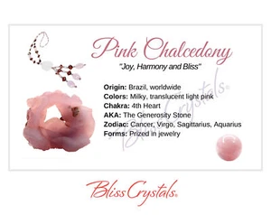 PINK CHALCEDONY Crystal Information Card, Double sided #HC135 - Picture 1 of 2