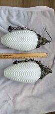 Vintage Draped MCM Hollywood Regency Light Ceiling Fixture Swag Lamp Double