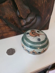 Tonala Mexico Trinket Dish Handpainted Mexican Bird - Picture 1 of 4