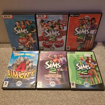 Sims 2 Bundle Base Game + 5 Expansion Packs + Simcity 4 Deluxe Joblot Complete - Image 1 of 3