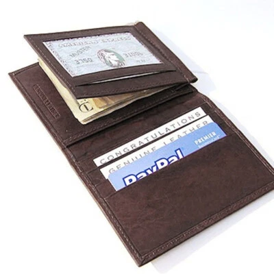 Black Genuine Leather Men's Money Clip Credit Card Holder New - Image 1 of 4