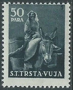 1951 TRIEST B HAUSTIERE 0,50 VARIETÄT VERSCHOBENE SPITZE POSTFRISCH ** RA22 - Bild 1 von 1