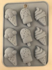 BLUE Icecream Cone Silicone Chocolate Molds / Moulds - Japanese Baking Ice Trays - Picture 1 of 5