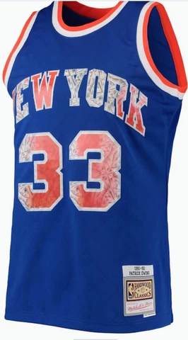 Mitchell & Ness Mens Patrick Ewing Knicks 75th Anniversary Jersey - Mens Blue/Og Cover