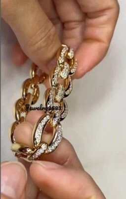 Brazalete cubano de plata 925 de 7,5" con eslabones de diamantes simulados de 4 quilates para mujer Foto 1 de 4