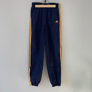 Vintage 90s Adidas Navy/Yellow 3-Stripes Nylon Track Windbreaker Pants Mens: S