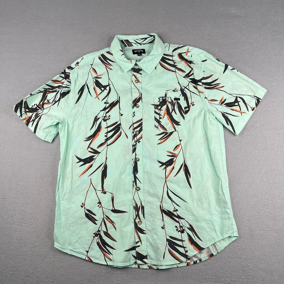 Рубашка Billabong маленькая как новая гавайская пляжная тропическая с коротким рукавом на пуговицах мужская - Изображение 1 из 4