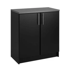 Prepac Elite Storage Black Base Cabinet Durable Melamine Countertop with 2 doors - Picture 1 of 11