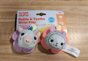 Bright Starts Baby Girl 0 Months Rattle & Teethe Wrist Pals - Picture 1 of 2