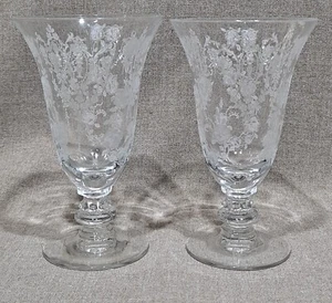2 Tiffin Glass Cherokee Rose 5" Juice Tumblers - Stem #17403 - Picture 1 of 3
