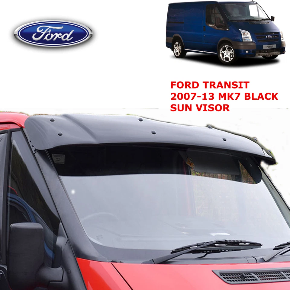 PARA FORD TRANSIT MK7 07-13 NEGRO SÓLIDO VISERA DE SOL DEFLECTOR DE VIENTO  - Imagen 1 de 4