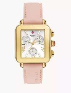Michele Deco Sport 18K Gold-Plated Ballet Pink Silicone Watch MWW06K000072 - Picture 1 of 3