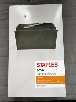 Carpetas de archivos colgantes grapas 5 pestañas tamaño legal estándar verde Foto 1 de 2