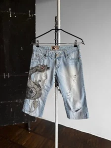 Dsquared2 Womens Vintage Rare Japan Dragon Embroidered Print Shorts Y2K Size S - Picture 1 of 6