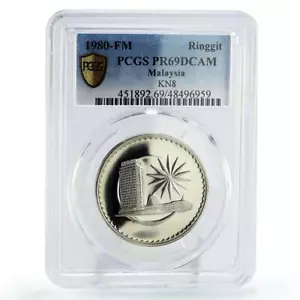Malaysia 1 ringgit State Coinage Parliament House KM-9.1 PR69 PCGS Ni coin 1980 - Picture 1 of 2