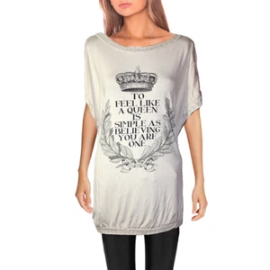 Camisa larga elástica casual Shabby Chic corona estampado frontal talla 50 52 - Imagen 1 de 3