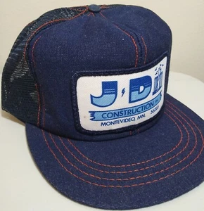 Vintage Big Patch Trucker Mütze Denim Mesh J D Construction Montevideo, MN USA - Bild 1 von 6