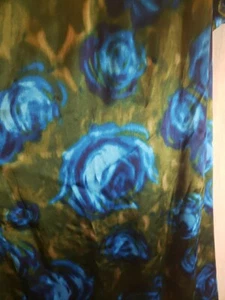 Kate Hill Seidenkleid blau grün Blumenmuster 18 W kurzärmlig gefütterter Schaufelausschnitt - Bild 1 von 8