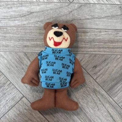 Mini estatuilla de peluche vintage de oso de azúcar de 4,5" muñeca poste cereal dorado crujiente años 80 Foto 1 de 2